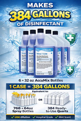 Diversey Virex II 256 Disinfectant 384 Gallons Yield Mint 32oz 6/Case