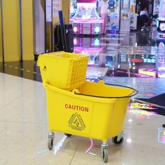 Bright Yellow 35-Quart Mop Bucket with Wringer & Mop – Ideal for Heavy-Duty Use