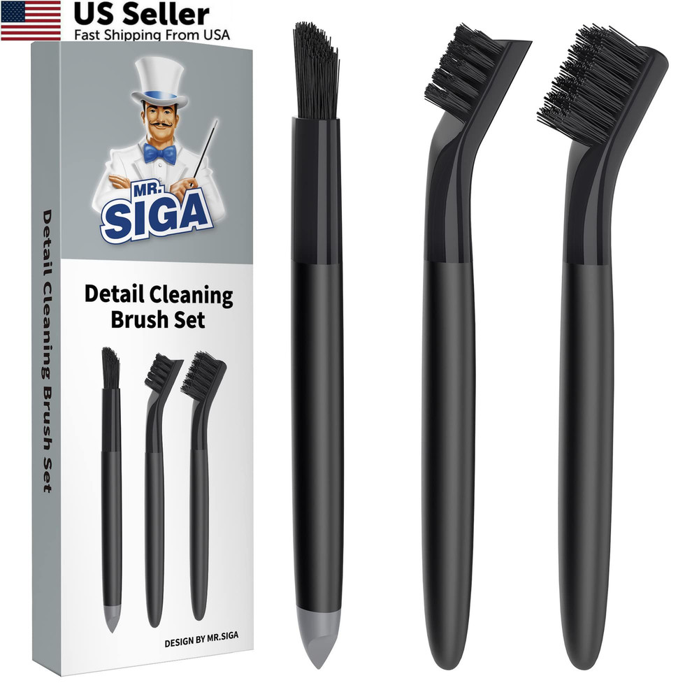 MR.SIGA Grout Cleaner Brush Set, Detail Cleaning 6.2 x 0.7 x 0.8 inch, Black
