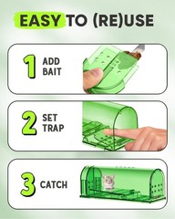 Motel Mouse Humane No Kill Live Catch and Release Traps, 2 Pack – Green