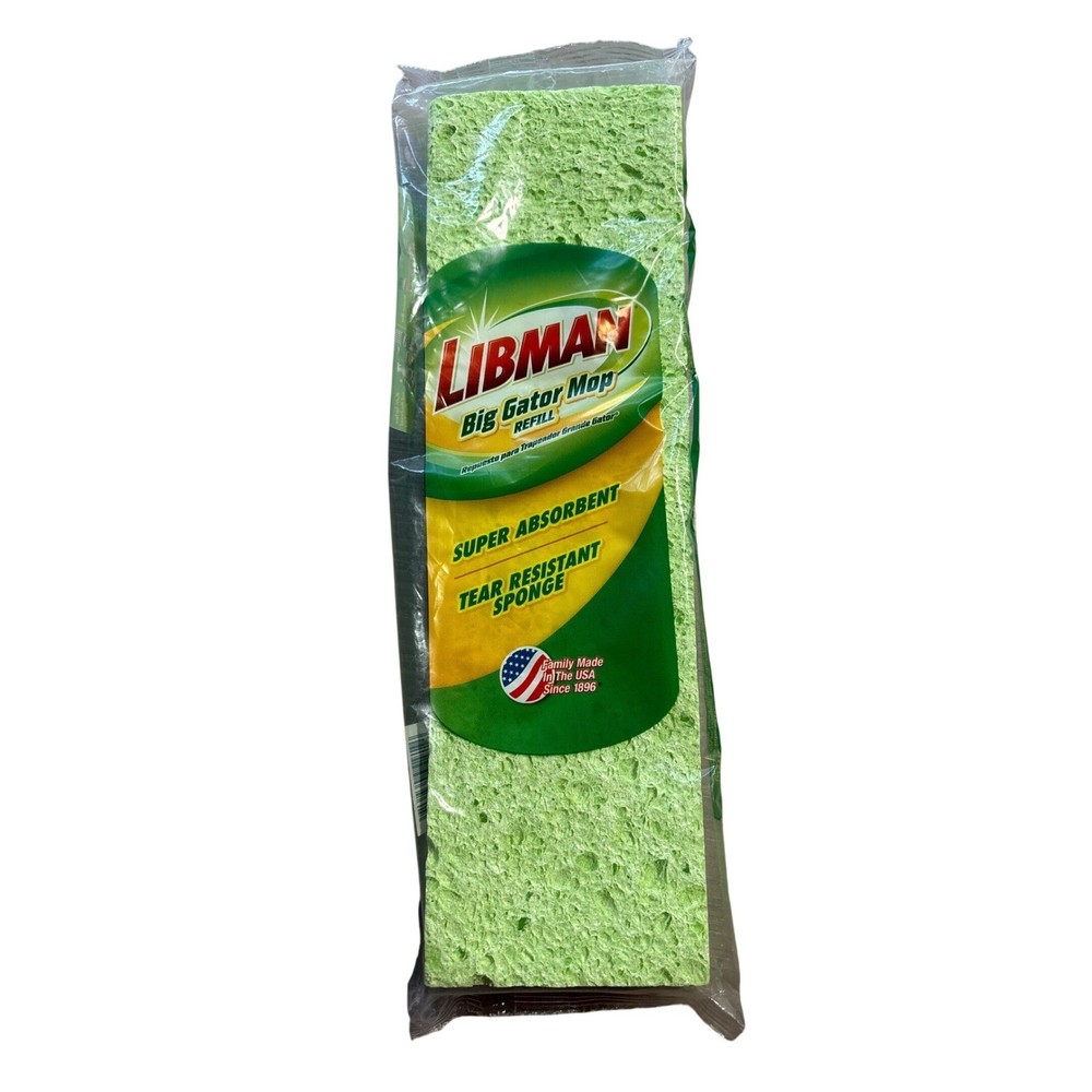 NEW Libman Big Gator Mop Refill Super Absorbent Tear Resistant Sponge Green Home