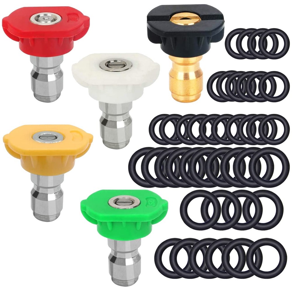 5 Pack Pressure Washer Spray 0.25 inches, red, yellow, green, white, black