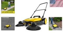 S 4 Twin Push Sweeper: Clean Outdoor Spaces 5X Faster – 5.25 Gallon Capacity
