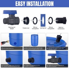 PVC Rain Barrel Spigot Kit 2 3/4 inch, 2Packs Ball Valve+Bulkhead Fitting
