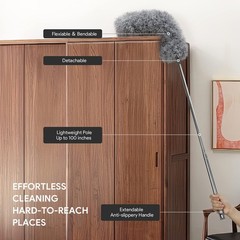 DELUX Microfiber Feather Duster,7 PCS Reusable Bendable Washable 7pc-gray