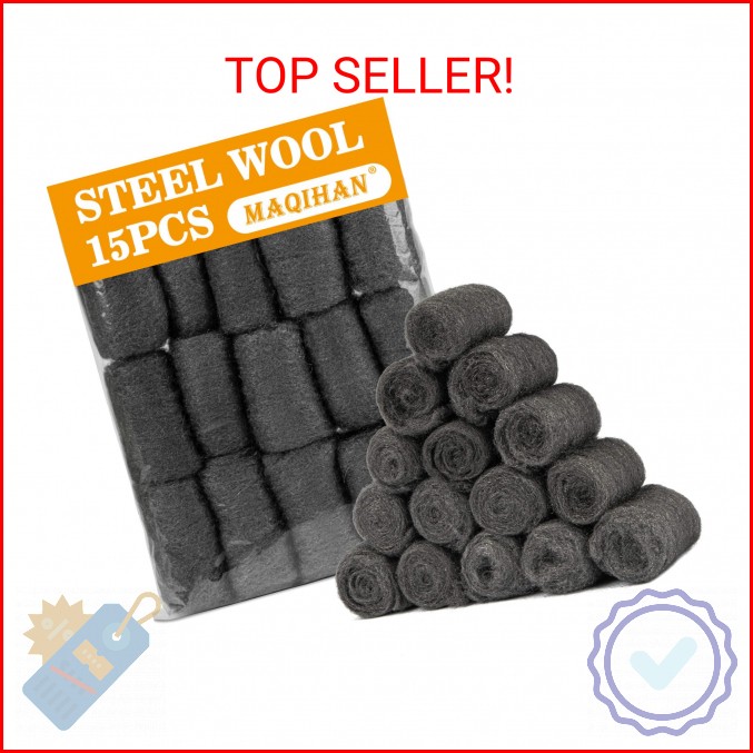 MAQIHAN Steel Wool Pads 0000 15PCS – Steel Wool 0000 Roll Glass Wood Fabric Meta