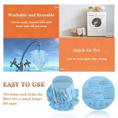 JAMHER Reusable Wet Dry Vac Filter 6pcs Disc Filters 3pcs Retaining Bands