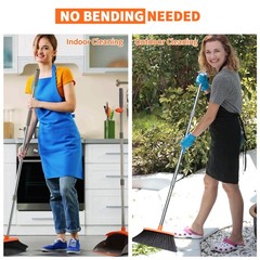 Upgraded Broom and Adjustable Length (Approx. 40–51 in.), Orange & Gray