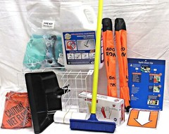 NEW Spill Station Clean Up Kit w Absorbing Powder (Spill Magic), PPE Kit, + More