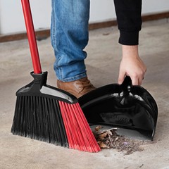 Libman Angle Broom Dustpan Set Red Steel Handle Black Fibers