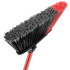 Libman High Power Angle Broom & Dustpan, Red Steel Handle Black Fibers