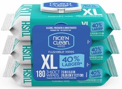 Extra Large Flushable Wipes | 40% Larger Wipes | 6.8″ x 7.5″ Unscented XL Adult