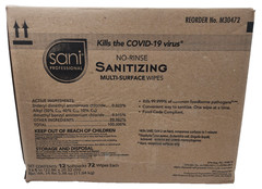 CASE of Sani Professional M30472 Sanitizing Wipes 72 Ct Soft Pack 12 PACKS NEW!