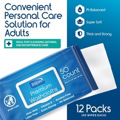 Inspire Adult Wet Wipes, Wash Cloths | Wipes for Incontinence 600 Count