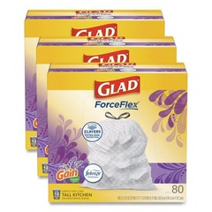 Glad 78902 Kitchen Drawstring Trash Bags – Gain Lavender/White (240/Carton) New