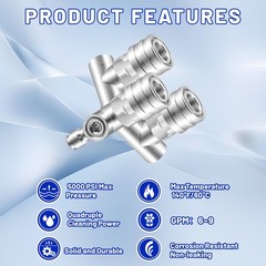 Triple Pressure Washer Nozzle, 3-in-1 Power Washer Tips, 3 Nozzles for Pressu…