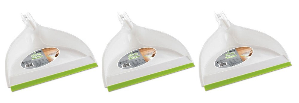 3 Pack – Butler Clip-On Dust Pan (9½” Wide with 5″ Handle) Plastic – Brand New