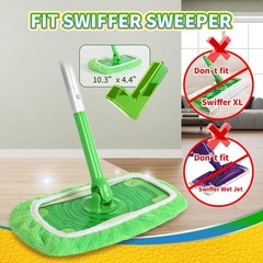 AmaVins Reusable 100% Coral Fleece Mop Pads 10.3” x 4.4”, A-green 3 Pack