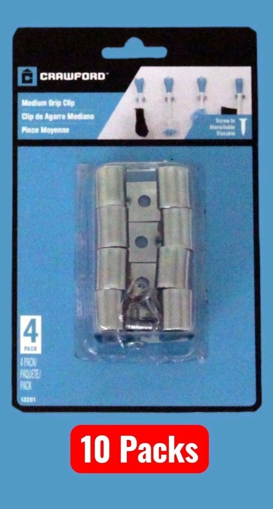 10 PACKS Crawford Medium Grip Broom and Tool Clips #13201 ** 3/4″ to 1-1/8″