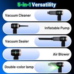 GcdPai Handheld Car Vacuum Cordless 20000PA Powerful Small Portable Black