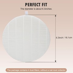 4 Pack White Replacement Filters Compatible with HPro SPro Nail Dust Collector