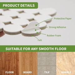 COVERCORNER Felt Furniture Pads for Hardwood 96PCS 1 inch Round Beige, Beige