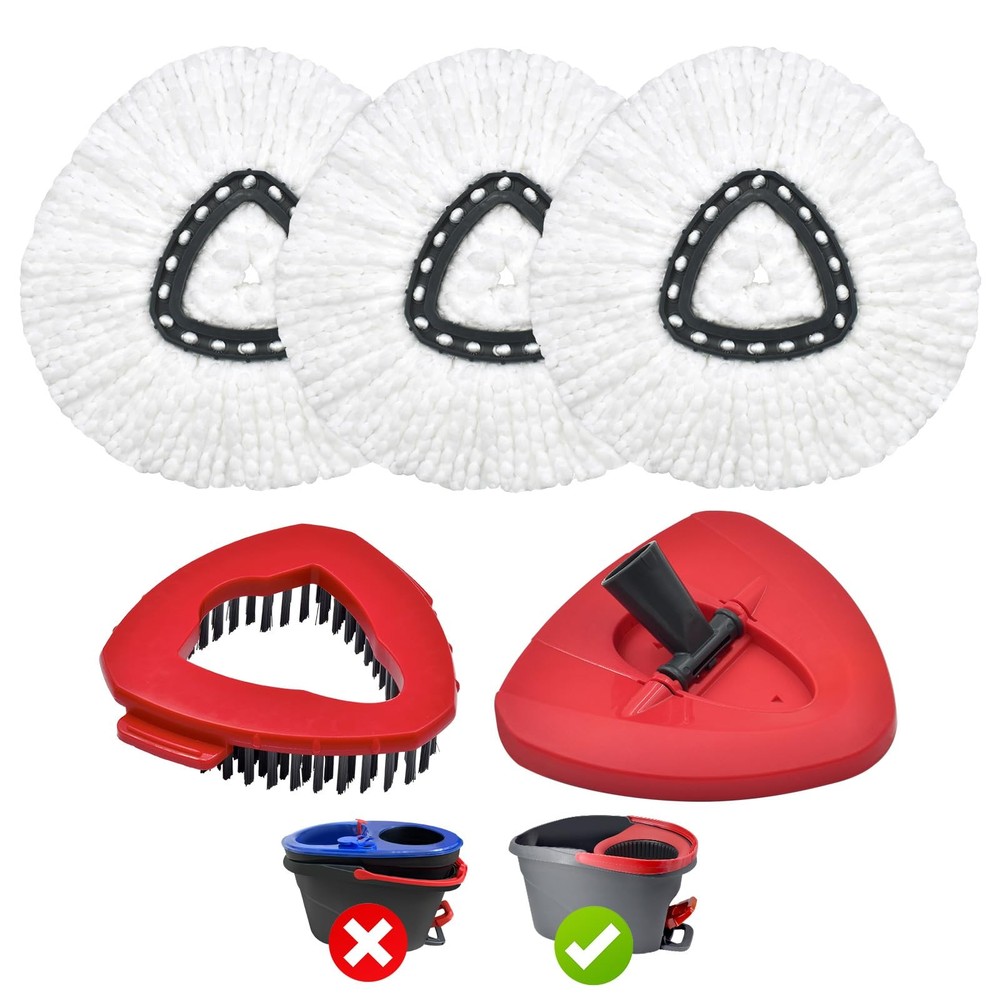 Mop Heads for cedar 1 Tank, 3 + 1 Brush + 1 Base