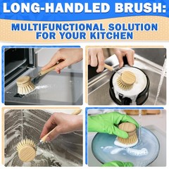 5 Pcs Bamboo Dish Brush Set – 2.6 In Brushes, Brown