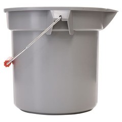 Rubbermaid Commercial 14 Quart Round Utility Bucket, Plastic, Gray, 12″ dia