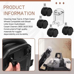 Self-Cleaning Hose Tool & 4 Pack Castor Wheels Compatible with Bissell Little Gr