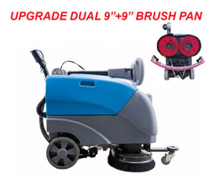 Walk Behind 9+9″Brush Floor Cleaning Machine Portable Upgrade Scrubber EM-255 BL