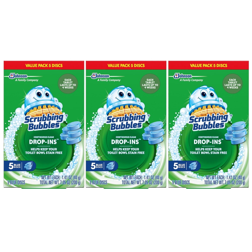 Scrubbing Bubbles Toilet Bowl Tablets, Continuous Clean 5 Count (Pack of 3)