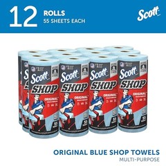 Scott Shop Original Blue Towels 75147 9.4X11 Cloth-Like Paper Towel 12 Rolls Of