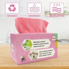 kickleen Microfiber Cleaning Cloth, Lint-Free Shop Towels Small, Pink