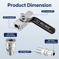 GALELEOPARD Ball Valve Pressure Washer, 3/8 Inch Quick Connect Black