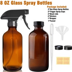 8oz Amber Glass Spray Bottles – 2 Pack Empty Refillable for 8 Ounces