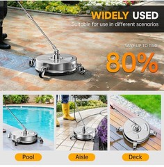 14″ Stainless Steel Pressure Washer Surface Cleaner with 4 Caster Wheels,4000psi