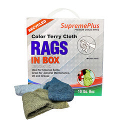 Recycled Color Terry Towel Rags – 10 lbs. Compressed Box Multipurpose Towels