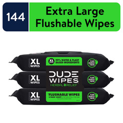 DUDE Wipes Flushable Wipes 3 Pack (144 XL Wipes) Herbal Relief