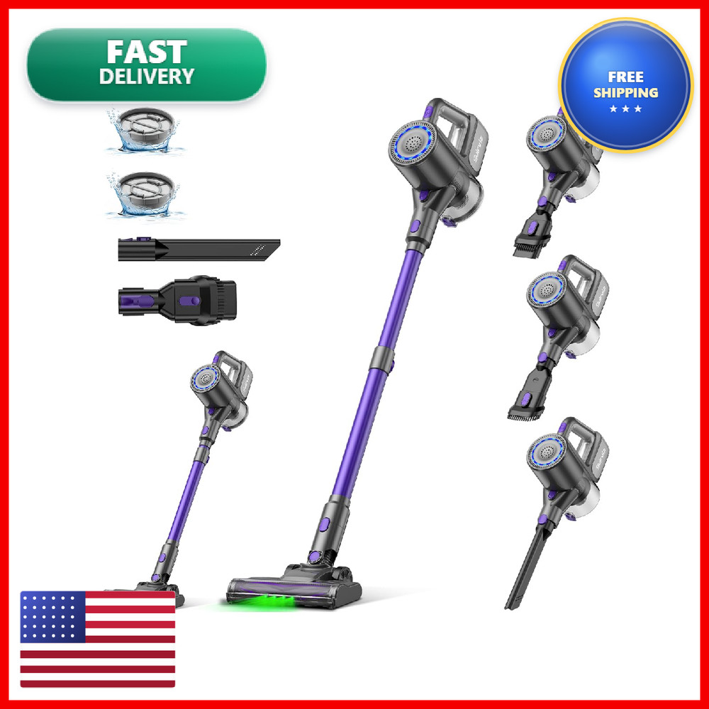 Suirviz Cordless Vacuum Cleaner 40Kpa/500W/35Mins Powerful Suction Green Led