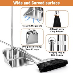 VOOWO Broom with Dustpan Combo Set, 46″ and Black
