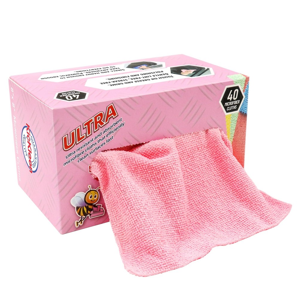 kickleen Microfiber Cleaning Cloth, Lint-Free Shop Towels Small, Pink