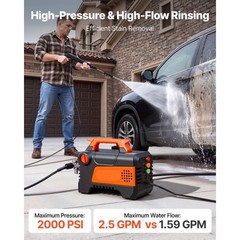 Electric Pressure Washer 1958 PSI 2.5 GPM Portable with 4 Nozzles