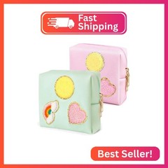 CekPo 2 Pack Period Bag, PU Leather Sanitary Napkin Storage Bag for Feminine Pad