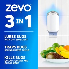 Zevo Flying Insect Trap & Cartridge – Plug in Fly Trap & Indoor Bug Catcher for