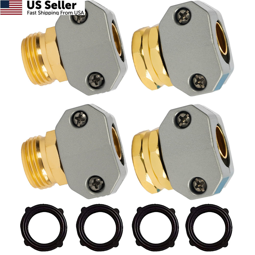 Hourleey Garden Hose Repair Kit, 2 Sets Aluminum Alloy 2 Set, Silver, Gold