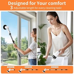 White Cordless Electric Spin Scrubber Bathroom Shower Cleaning Brush