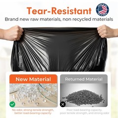 Delxo 40-45 Gallon Trash 125 Count 4048 Large Black Garbage Duty Star-Seal Can