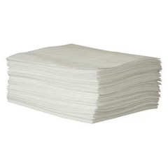 Condor 35Zr10 Sorbent Pad, 13 Gal, 15 In X 19 In, Oil, White, Polypropylene