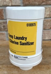 Ecolab 6100975 Low Temp Laundry Solid Chlorine Sanitizer Container 4 lbs